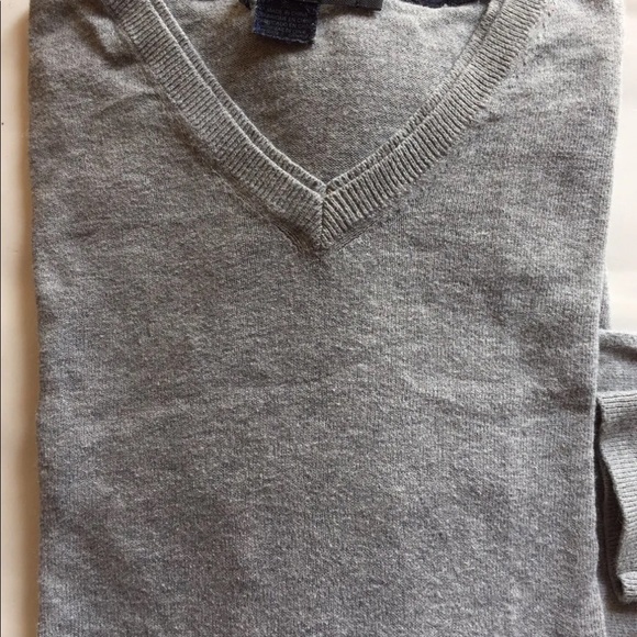French Connection V-Neck Men Sweater Cotton M Long Sleeve Gray - Picture 10 of 11